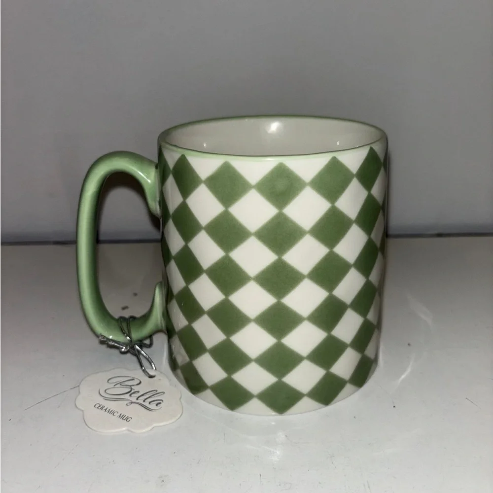 Green and White Checkered Mug